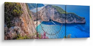 Tablou - Plaja Navagio, Grecia (cu ceas) (90x30 cm)