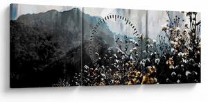 Tablou - Ilustrație de flori sălbatice (cu ceas) (90x30 cm)