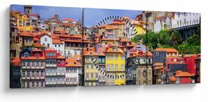 Tablou - Ribeira, Portugalia (cu ceas) (90x30 cm)