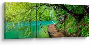 Tablou - Lacurile Plitvice (cu ceas) (90x30 cm)