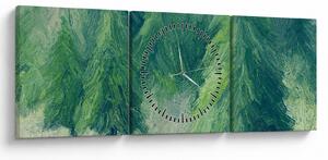 Tablou - Conifere pictate (cu ceas) (90x30 cm)