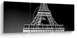Tablou - Turnul Eiffel, alb-negru (cu ceas) (90x30 cm)