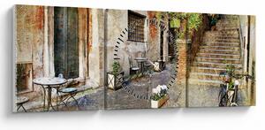 Tablou - Străzile vechi din Roma (cu ceas) (90x30 cm)