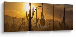 Tablou - Cactuși Saguaro (cu ceas) (90x30 cm)
