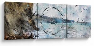 Tablou - Recif, acuarelă (cu ceas) (90x30 cm)