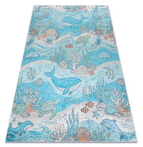 BAMBINO 61540 covor lavabil Ocean, pește pentru copii anti-alunecare - albastru / bej