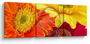 Tablou - Flori Gerbery (cu ceas) (90x30 cm)