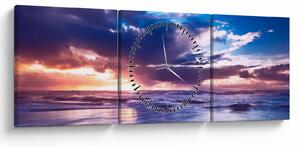 Tablou - Apus de soare la mare (cu ceas) (90x30 cm)