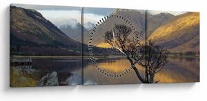 Tablou - Munții de lângă lac (cu ceas) (90x30 cm)