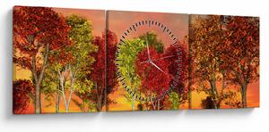 Tablou - Copaci colorate (cu ceas) (90x30 cm)