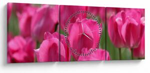 Tablou - Lalele roz (cu ceas) (90x30 cm)