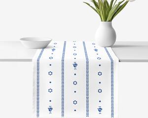 Goldea napron de masă 100% bumbac - folclor alb 20x120 cm