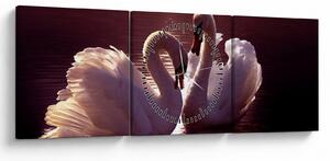 Tablou - Lebede pe lac (cu ceas) (90x30 cm)