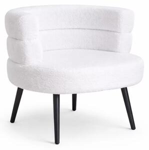 Fotoliu Modern Boucle Alb – Design Elegant cu Spatar Curbat