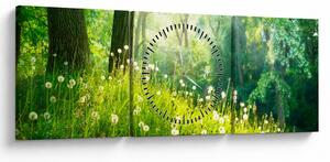 Tablou - Pajiște magică plină de păpădii (cu ceas) (90x30 cm)