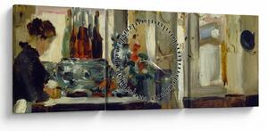 Tablou - Style of Edouard Manet, Bon Bock Cafe, reproducere (cu ceas) (90x30 cm)