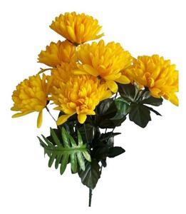 Buchet artificial de Crizanteme, galben,înălțime 58 cm