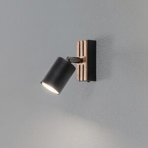 Envostar Tino Radiator de perete 1 bec negru/lemn, reglabil, Negru, Camera de zi / sufragerie, Metal
