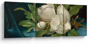 Tablou - Martin Johnson Heade, Giant Magnolias on a Blue Velvet Cloth, reproducere (cu ceas) (90x30 cm)
