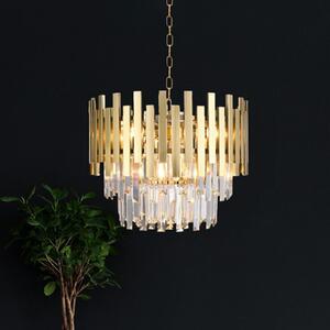 Eko-Light Lampă suspendată Aspen metal cristale de sticlă aurii, înălțime 30 cm, reglabil, Auriu / Alamă, Camera de zi / sufragerie, Metal