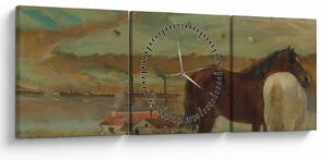 Tablou - Edgar Degas, Horses in a Meadow, reproducere (cu ceas) (90x30 cm)