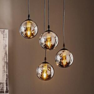 EMIBIG LIGHTING Lampă suspendată Glassy, 4 becuri, negru, grafit, sticlă, E14, reglabil, Negru, Camera de zi / sufragerie, Sticlă, Modern