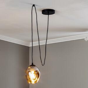 EMIBIG LIGHTING Lampă suspendată Starla decentrată 1 bec sticlă grafit, reglabil, Negru, Camera de zi / sufragerie, Sticlă, Modern