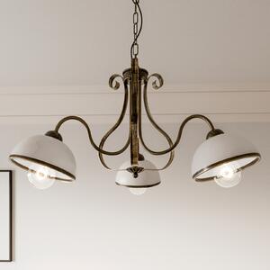 Luminex Lampă suspendată Antica în stil rustic, cu 3 becuri, reglabil, Bronz / Alamă Veche, Camera de zi / sufragerie, Sticlă, Casă de țară / Rustic