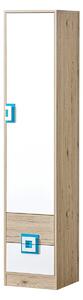 Dulap cu rafturi Niles NI05 (stejar deschis + alb + turcoaz). 1058374