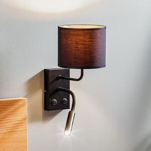 Luminex Aplică de perete Soho cilindrică, lampă citit, negru/auriu, Negru, Camera de zi / sufragerie, Metal, Modern, Lumină de lectură