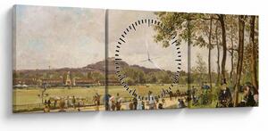 Tablou - French 19th Century, Race Course at Longchamps, reproducere (cu ceas) (90x30 cm)