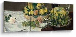 Tablou - Edouard Manet, Still Life with Melon and Peaches, reproducere (cu ceas) (90x30 cm)