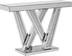 Măsuță tip Consolă Modernă cu Design Elegant, din Sticlă și Incrustații de Cristale