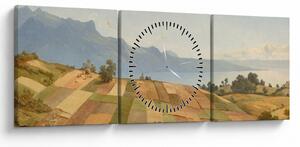 Tablou - Alexandre Calame, Swiss Landscape, reproducere (cu ceas) (90x30 cm)