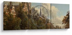 Tablou - Jan van der Heyden, View Down a Dutch Canal, reproducere (cu ceas) (90x30 cm)