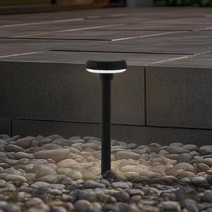 Lindby Lampa solară LED cu țăruș Brinca, negru, PC, senzor, Negru, Plastic, Modern