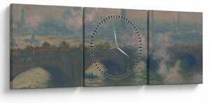 Tablou - Claude Monet, Waterloo Bridge, Gray Day, reproducere (cu ceas) (90x30 cm)
