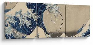 Tablou - Katsushika Hokusai, Under the Wave off Kanagawa, reproducere (cu ceas) (90x30 cm)