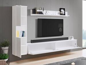 Mobilier living Nova BR (Alb + Alb lucios) (fără iluminat). 1060048