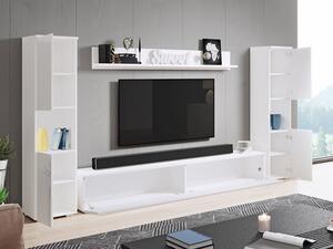 Mobilier living Nova XL (Alb + Alb lucios) (Iluminat LED alb). 1060059