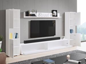 Mobilier living Nova XL (Alb + Alb lucios) (Iluminat LED alb). 1060059