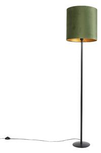 Lampa de podea botanică neagră cu abajur verde 40 cm - Simplo