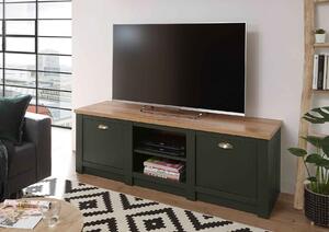 Comoda TV ~Positano~ culoare verde-maro, cu aspect modern, rustic, 152 cm lățime