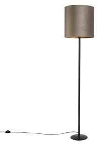 Lampă de podea neagră cu abajur din catifea taupe și auriu 40 cm - Simplo