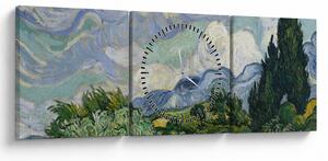 Tablou - Vincent van Gogh, Wheat Field with Cypresses, reproducere (cu ceas) (90x30 cm)