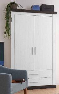 Dulap ~Genova~ in stil modern, cu aspect de lemn, culoare alb-maro închis, 107 cm lățime