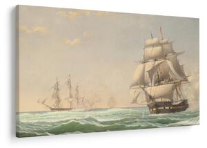 Tablou - Fitz Henry Lane, The United States Frigate President Engaging the British Squadron, reproducere (90x60 cm)