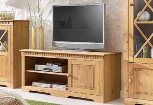 Comoda TV ~Veneția~ in stil clasic, lemn masiv de pin, culoare maro, 130 cm lățime