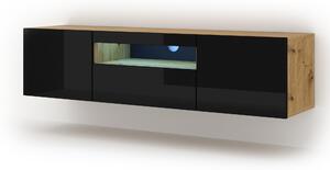 Masă TV/Dulap Aurora (Stejar artisan + Negru). Promo -21%. 1057685