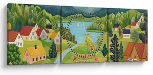 Tablou - Sat în Munți (cu ceas) (90x30 cm)
